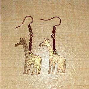 Gold Giraffe Dangling Earrings